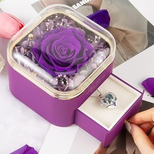 Valentines Day Rose Flower Drawer Jewelry Box Earrings Ring Necklace Storage Val