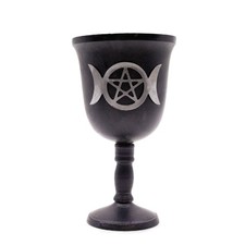 Iron Ritual Goblet 20cm Pentagram Triple Moon Wicca Pagan Altar