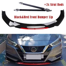 Front Bumper Lip Spoiler Splitter Body Kit Glossy Black +Red For Nissan Maxima