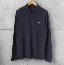 Belstaff Classic Badge Navy Lonsgleeve Polo size L Football Casual Italy