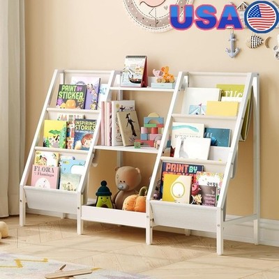Kids Bookshelf 3-Tier Durable Storage Oxford Fabric Organizer Playroom New