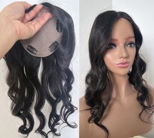 5"x6"Invisible edge Silk Top Permed Wavy 100 Remy Human Hair Topper 12" 18"