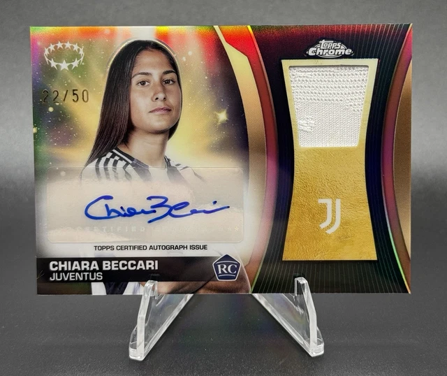 2025 Topps Chrome UCC Women’s Chiara Beccari Gold Rookie Patch Auto /50 Juventus