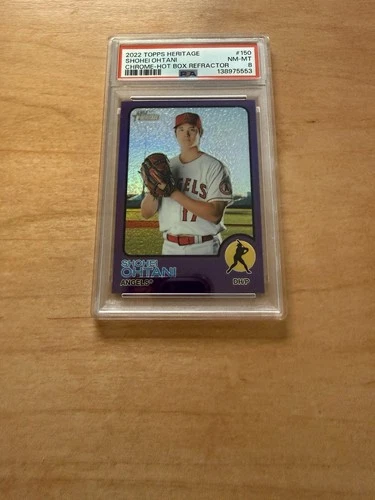 2022 Topps Heritage Shohei Ohtani #150 Chrome - Hot Box Purple Refractor PSA 8