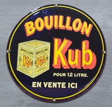 Plaque métal vintage décoration Bouillon KUB  20x20 cm ronde Neuve