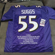 Terrell Suggs Signed Baltimore Ravens limited edition stitched stats Jersey JSA
