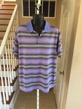 Nike Golf Tour Performance Polo Shirt Purple w/ Black  Grey Stripes Dri-Fit L