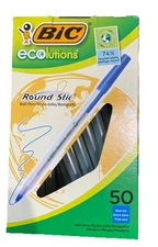 BIC Ecolutions BLUE Round Stic 1mm Blue Ballpoint Pen - 50 Count