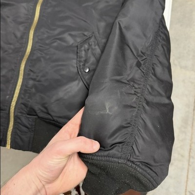 ジャケット・アウター XL Alpha MA-1 Flight Jacket J-82790J Alpha Industries MA-1 Flight Jacket Black Bomber Orange Lining MIL