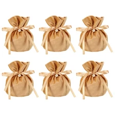 Velvet Gift Drawstring Bags 6 Pcs Wedding Favor Bag with Pearl, Champagne