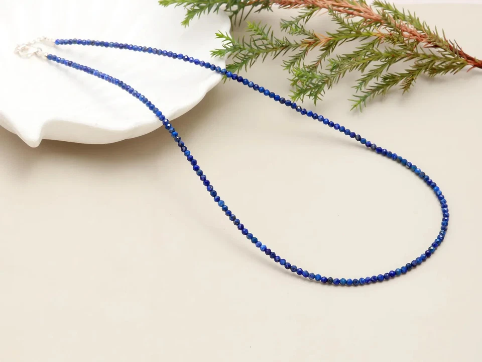 Ожерелье с лазуритом изящное синее с драгоценными камнями исцеляющее женское ювелирное украшение подарки - Изображение 4 из 4