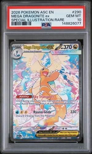 PSA 10 Mega Dragonite ex 290/217 Mega Evolutions Ascended Heroes SIR GEM MINT