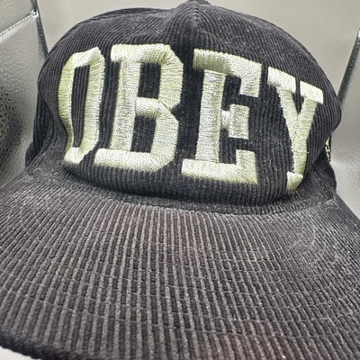 Obey Giant Vintage Hat NAVY Logo Adjustable SnapBack Shepard Fairey 90s Corduroy