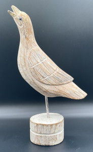 Wooden Shore Bird Neutral White Wood Unique Home Decor Seagull On Round Stand