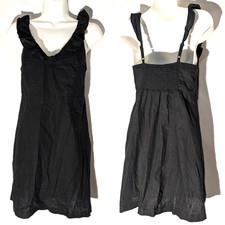 Old Navy Linen Midi Strap Sun Dress, V-Neck, Sz Petite XS, Black, Ruched Back