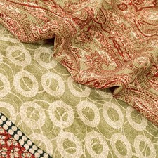 Sanskriti Vintage Saree Red Pure Crepe Floral Printed Sari 5.5 Yd Craft Fabric
