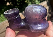 NICE AMETHYST COLORED DOMED IGLOO RESERVOIR INK BOTTLE 1910'S ERA DUG L@@K