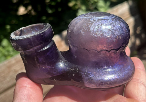 NICE AMETHYST COLORED DOMED IGLOO RESERVOIR INK BOTTLE 1910'S ERA DUG L@@K