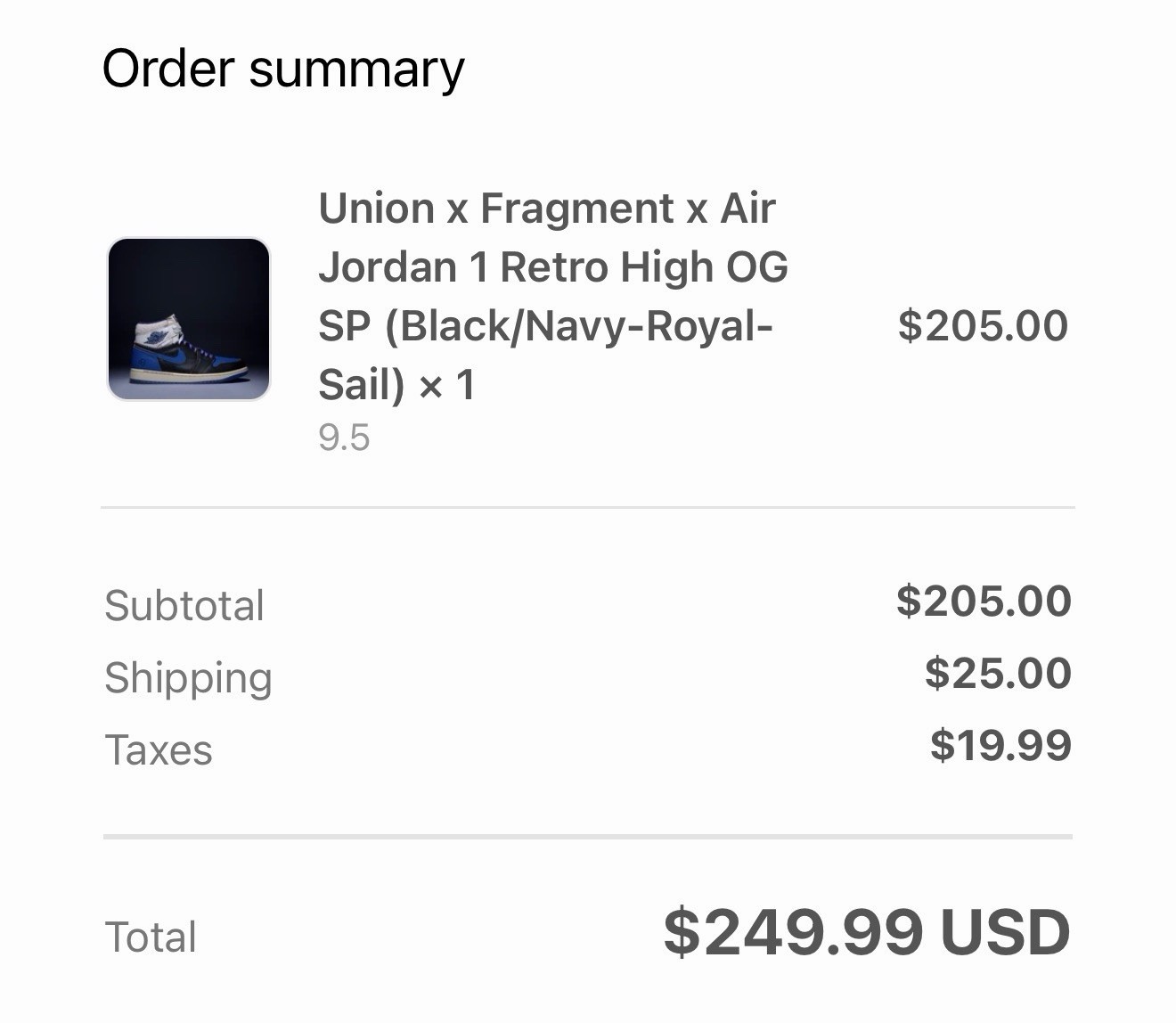 UNION x Fragment x Air Jordan 1 Retro High OG SP Size 9.5 100% CONFIRMED ORDER thumbnail 5