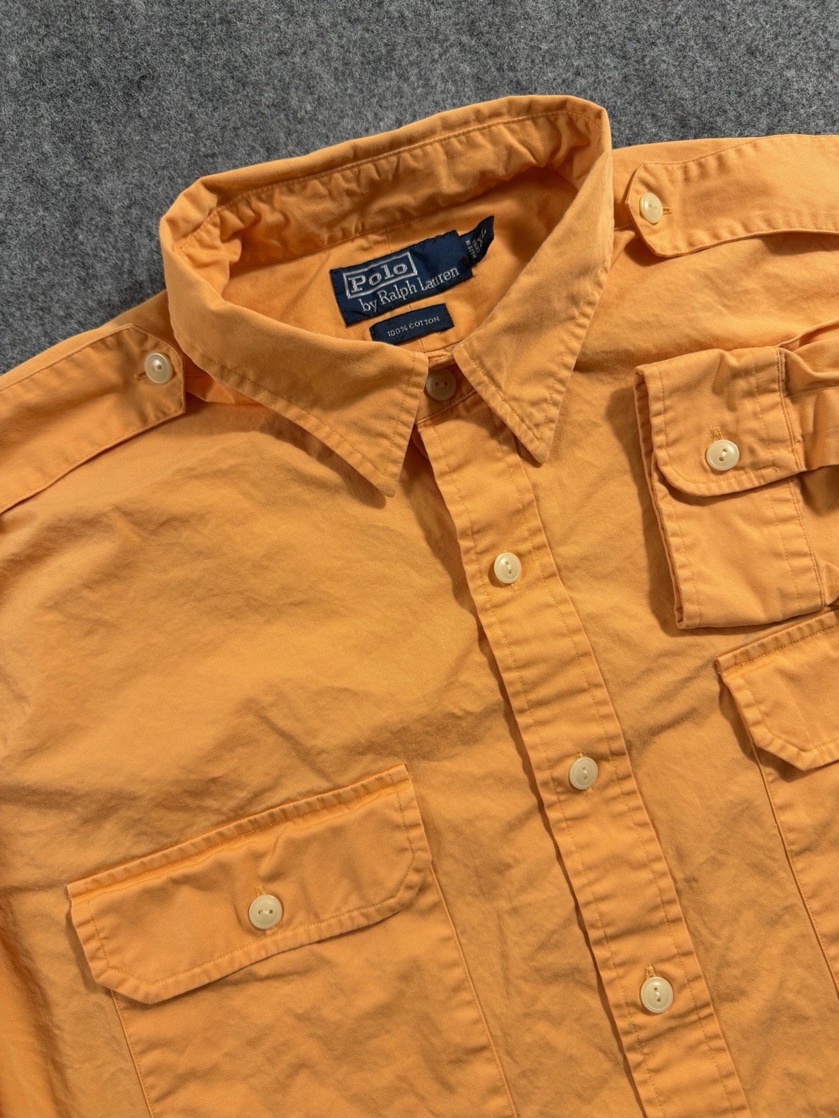 Polo Ralph Lauren Shirt Mens XL Button Up Orange Cotton Long Sleeve
