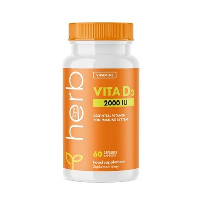 Vitamin D3 2000 IU 60 Kapseln Unterstützung für Knochen und Immunität Herb