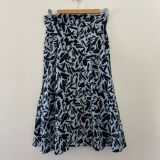Veronica Beard Avi Skirt Women 4 Blue Floral Midi Silk Cotton Luxury Classic New