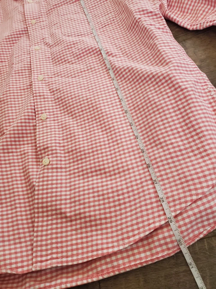 J. Camisa de vestir Oxford Crew para hombre talla XL con botones calce ajustado algodón rosa guinga  Foto 2 de 4