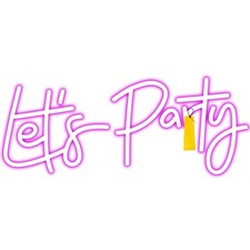 Neon Sign Lets Party Pink Neon Lights Signs 23 X 10 For Celebration