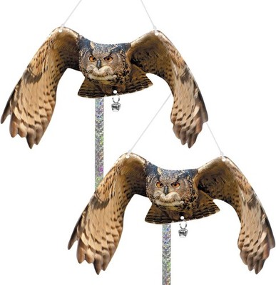 Hanging Owl Bird Repellent   Double-Sided Reflective Decor for Garden & Patio