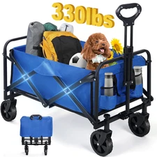 Firstness Collapsible Foldable Wagon, Beach Cart Large Capacity, Heavy Duty Fold