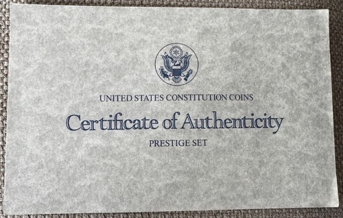 1987 U.S. Mint Constitution Prestige Proof Set - COA - NO COINS/BOX