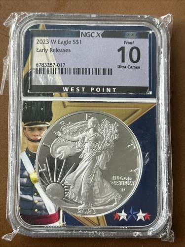 Proof 2023 W Silver Eagle NGC X 10  UC  West Point Gold Star Label 1$ Silver .99