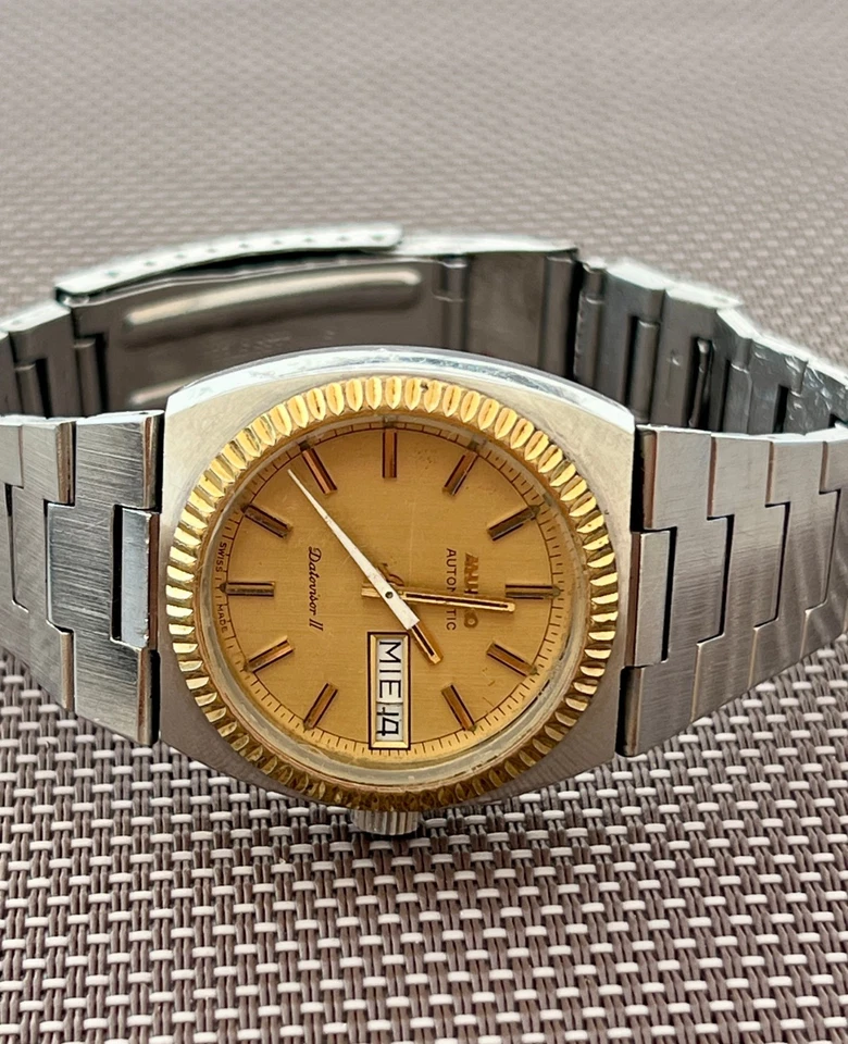 Reloj Automático Mulco Cal 2879 Datovisor 278-108 Para Hombre Esfera Dorada 25 Joyas Foto 3 de 4