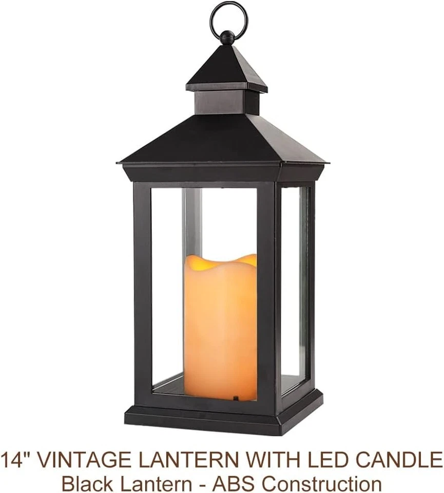 Waterproof 2-Pack 14" Decorative Lanterns - Safe LED Candlelight Experience - Image 4 of 4
