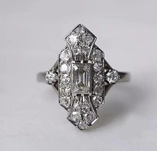 2.5Ct Art Deco Style Lab Created Diamond Anniversary 14k White Gold Finish Ring