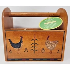Vtg Kamenstein Country Quartet Utensil Napkin Holder Wood Chicken Rooster U142