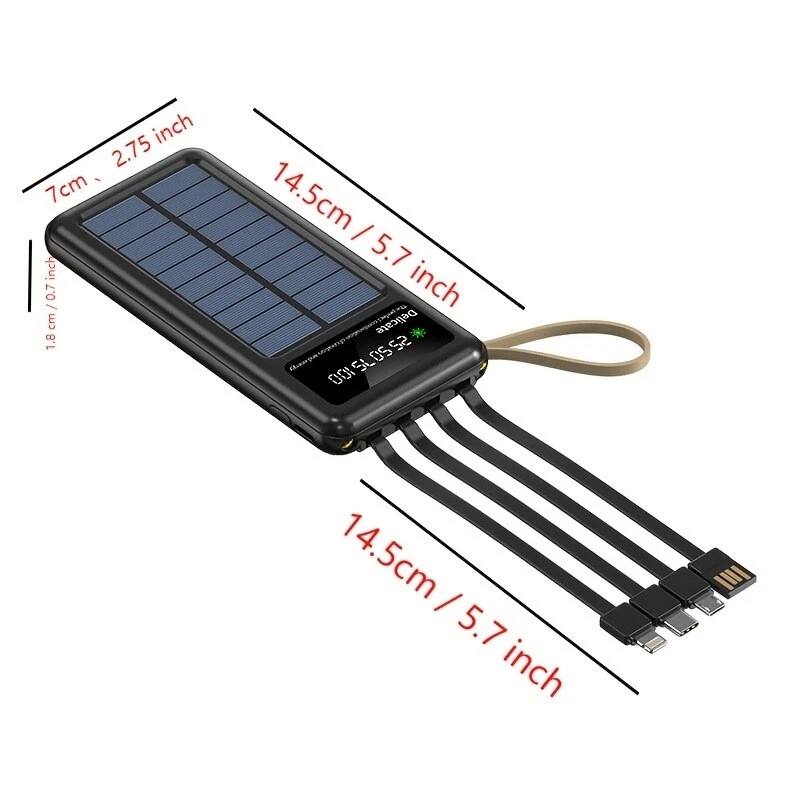 Banco de energía solar cargador portátil Super 4 USB 2025 para teléfono celular Foto 3 de 4