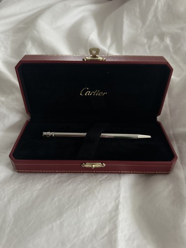 SANTOS DE CARTIER TWO TONE PALLADIUM FINISH BALLPOINT PEN NEW 100% GENUINE ~$485 - Picture 5 of 7