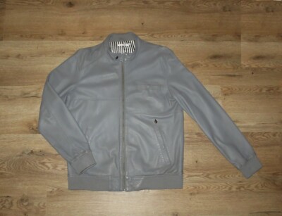VOLCOM Lederjacke Gr. L grau Slim Fit Echtleder concrete gray Large Biker jacket