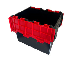 Storage Box with Attached Lid Heavy Duty Plastic Tote Containers 400×300 Qty 100