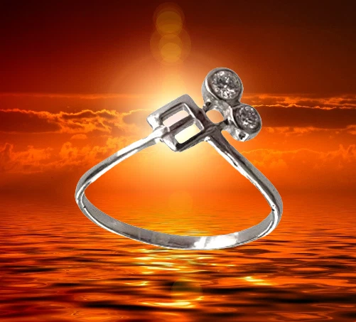 I RING I Design Jugendstil I Echt 585 Massiv Weißgold + 2 Echte Diamanten I - Bild 3 von 4