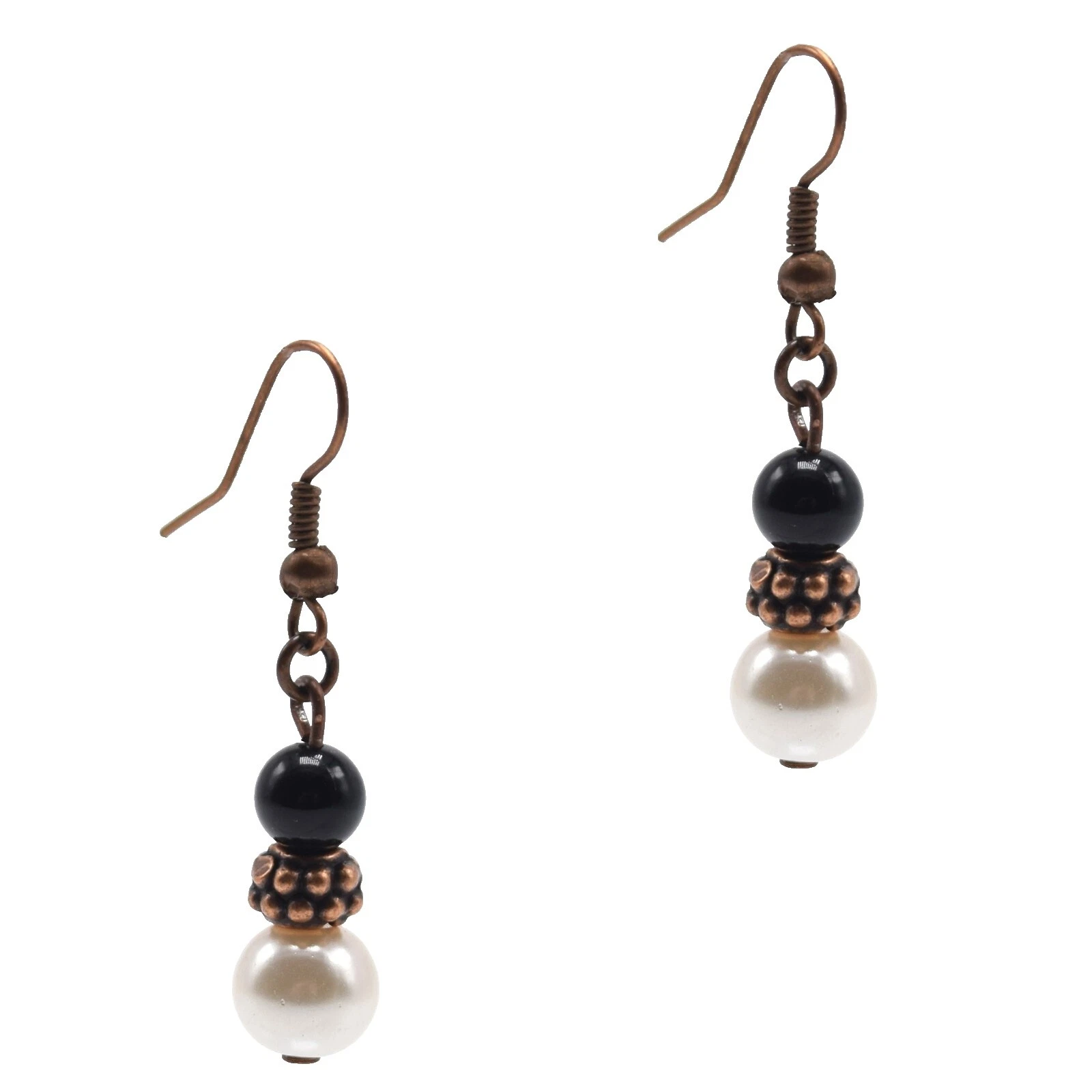 Pearl Copper Black Fashion Earrings