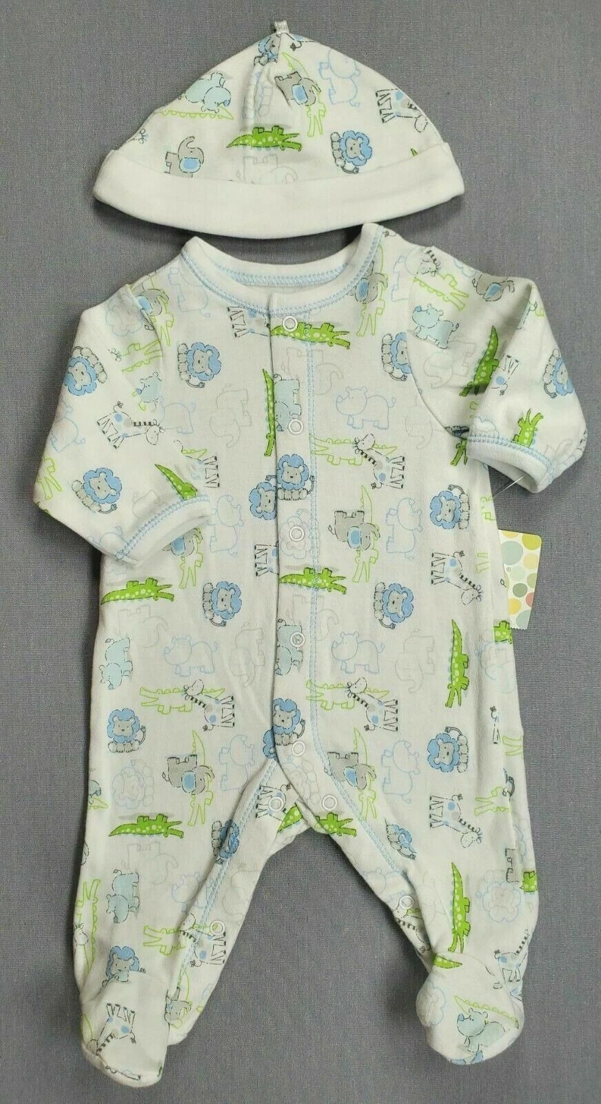 Baby Boy Clothes New Little Me Preemie 2Pc Fun Safari Footed Outfit W/Hat