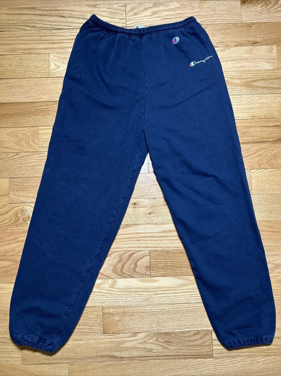 Vintage Champion Sweatpants Mens Large Navy Blue Embroidered