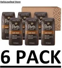 6 PACK - Peet's Coffee Major Dickason's Blend Whole Bean, 10.5 oz (Total 63 oz)