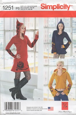 Simplicity Schnittmuster 1251 Kleid Tunika Top mit Nadelfilz Gr. 12 - 20
