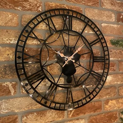 Spider Man Themed Metal Wall Clock | Roman Numerals | Black | 50cm - Image 1 of 3