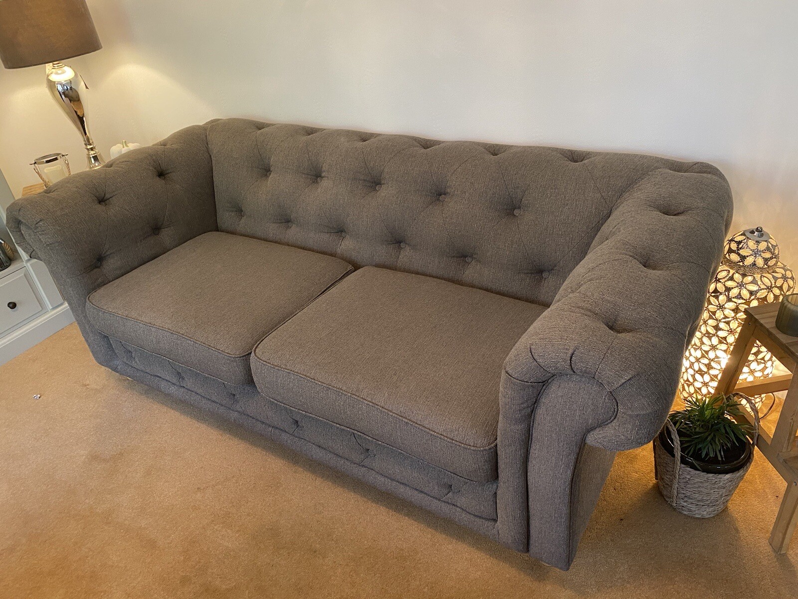 dfs belair 3 Seater Sofa, Cuddle 2 Seater Sofa & Footstool Colour Taupe