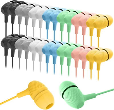 200 Pack Kids Macaron Earbuds - Durable In-Ear Headphones for School & Gifts