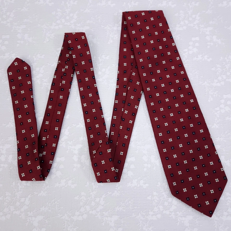 Corbata de seda BROOKS BROTHERS Makers rojo azul floral mini motivo geométrico 59" x 3,75" Foto 3 de 4
